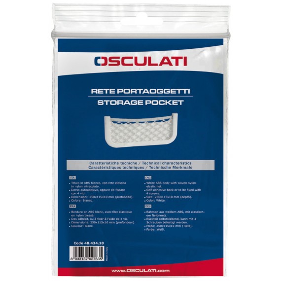 Mreža za držanje predmetov 250x115x30mm bela
