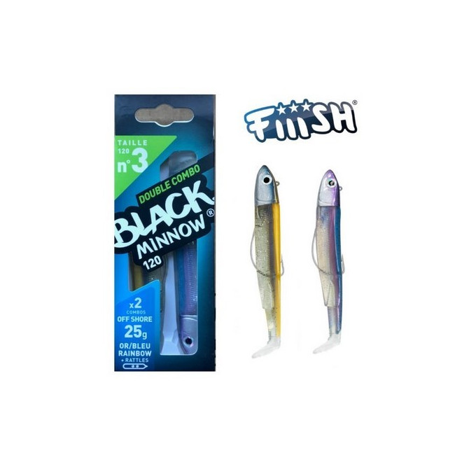 VABA BLACK MINNOW BM 783 DOUBLE COMBO OFF SHORE 25G OR/BLUE/RATTLE+RAINB