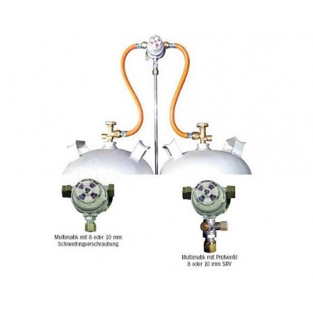 Regulator z mešalnim ventilom za dve jeklenki 8mm