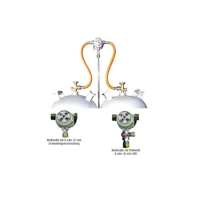 Regulator z mešalnim ventilom za dve jeklenki 8mm